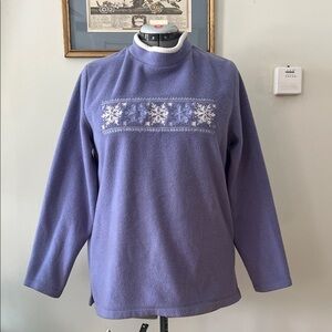Croft & Barrow Women’s Fleece Purple Snowflake Sweater